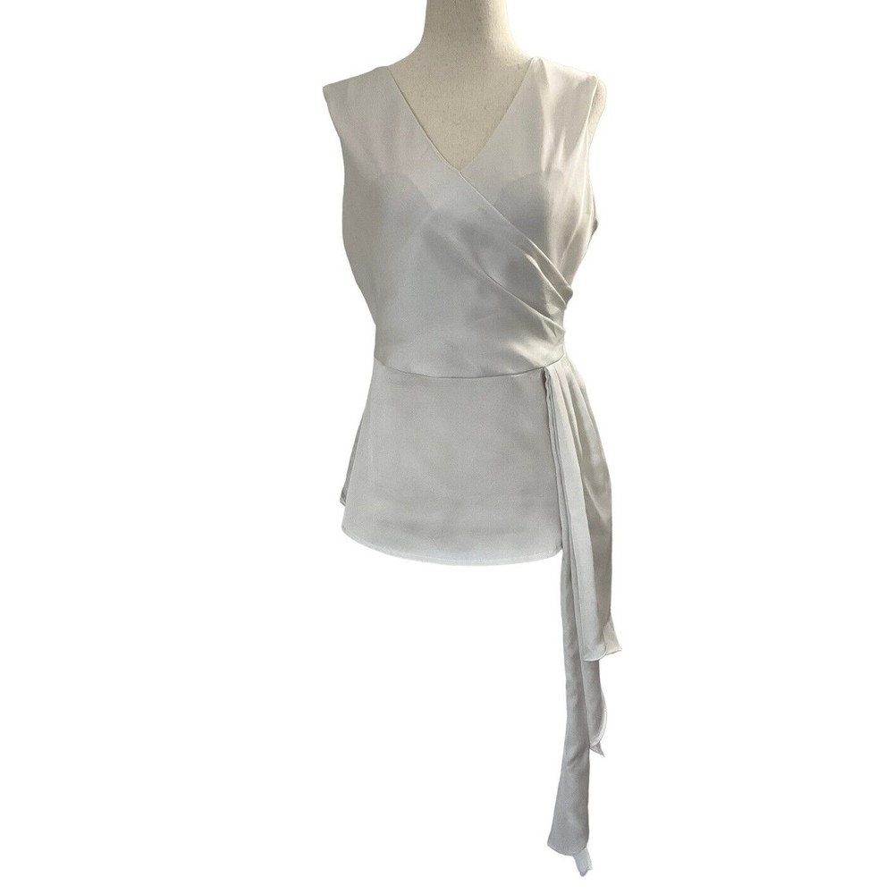New York & Company Women's XS White Top Blouse Formal Party V-Neck #11••